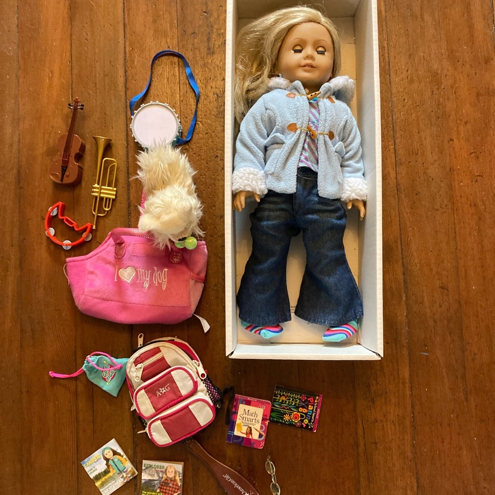 Pleasant Company - American Girl Doll, 18”. And misc accessories